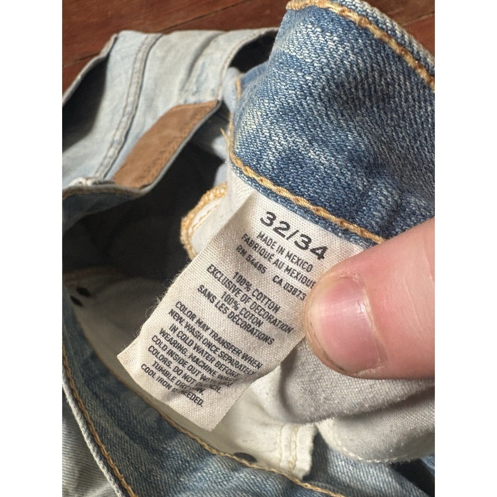 American Eagle Jeans Mens 32x34 Y2K Light Wash Relaxed Baggy Distressed - Picture 4 of 8